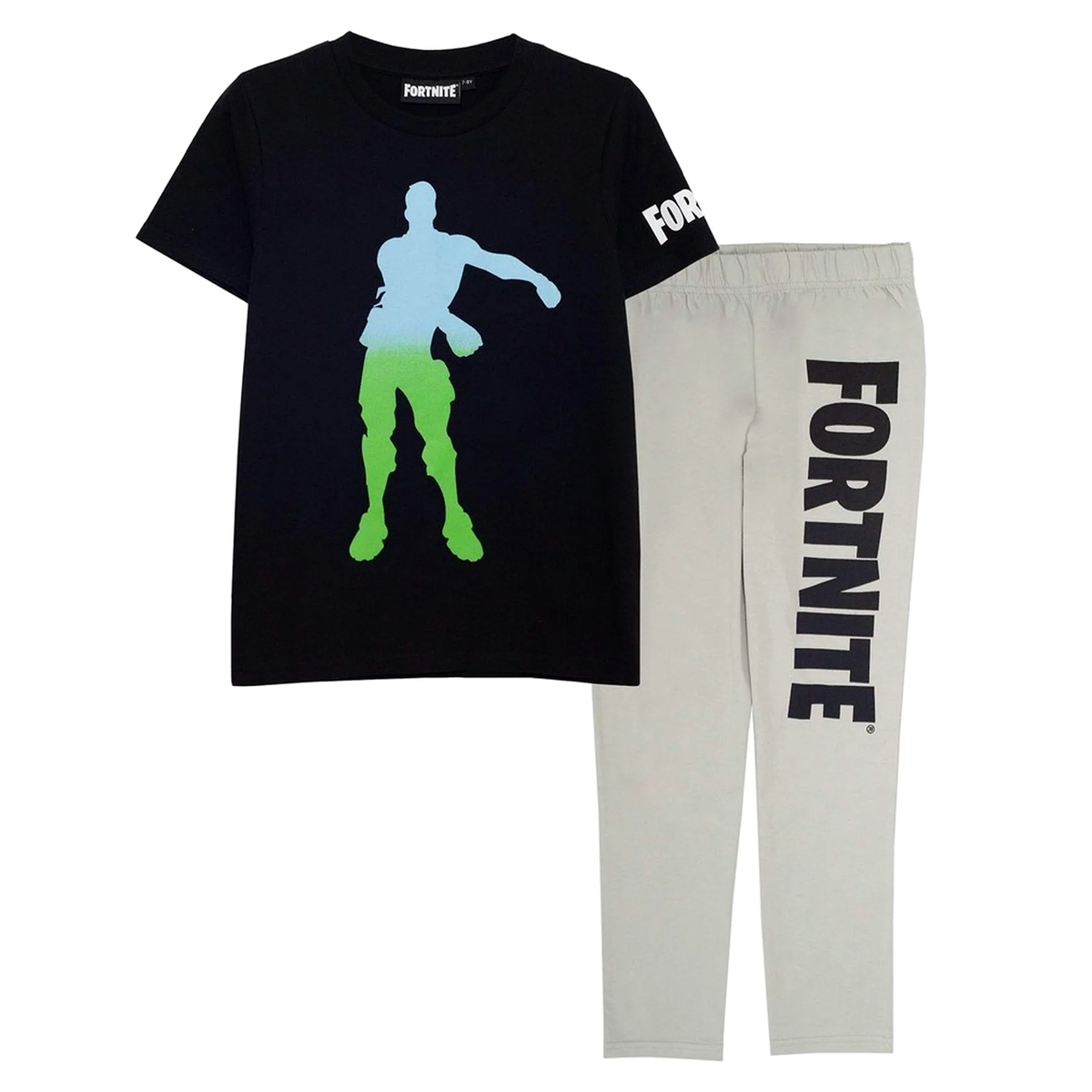 Fortnite Ombre Flossing Emote Kids long Pyjamas set Black/Heather Grey