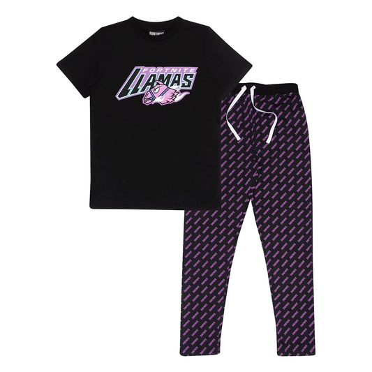 Fortnite Llamas Kids Long Pyjamas Set Black