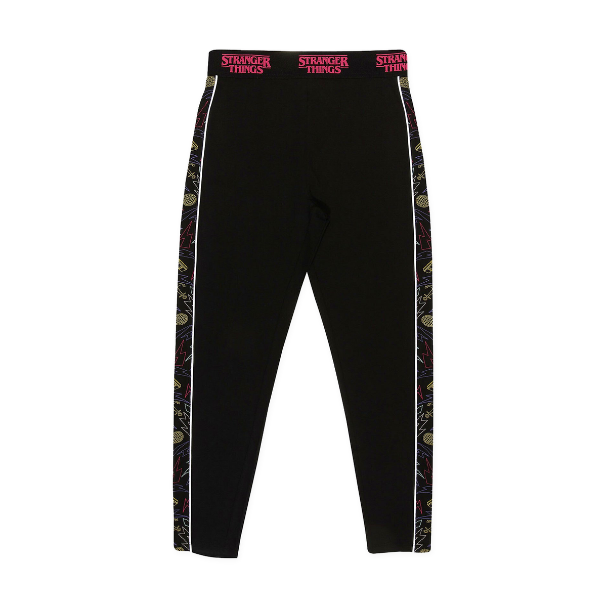 Stranger Things Side Panel Print Girls Leggings Black