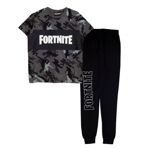 Fortnite Emotes Camo Kids Long Pyjamas Set Black