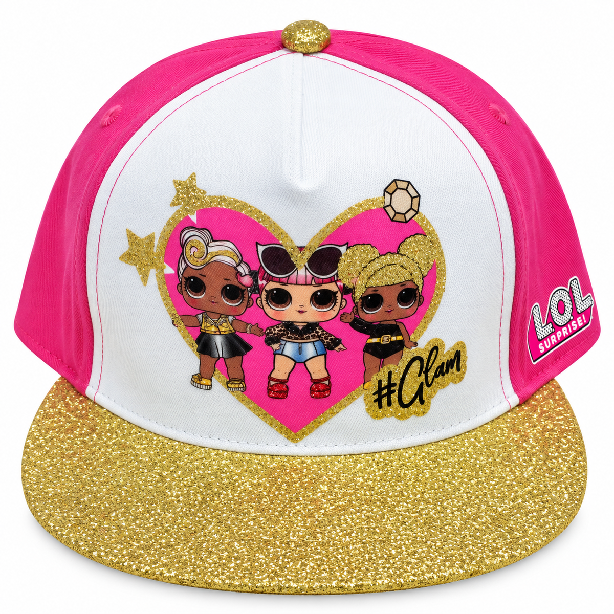 L.O.L. Surprise! Glam Girls Baseball Cap Pink White Gold Glitter One Size Kids