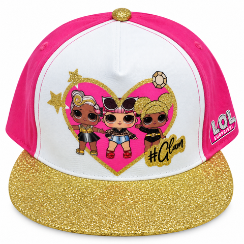 L.O.L. Surprise! Glam Girls Baseball Cap Pink White Gold Glitter One Size Kids