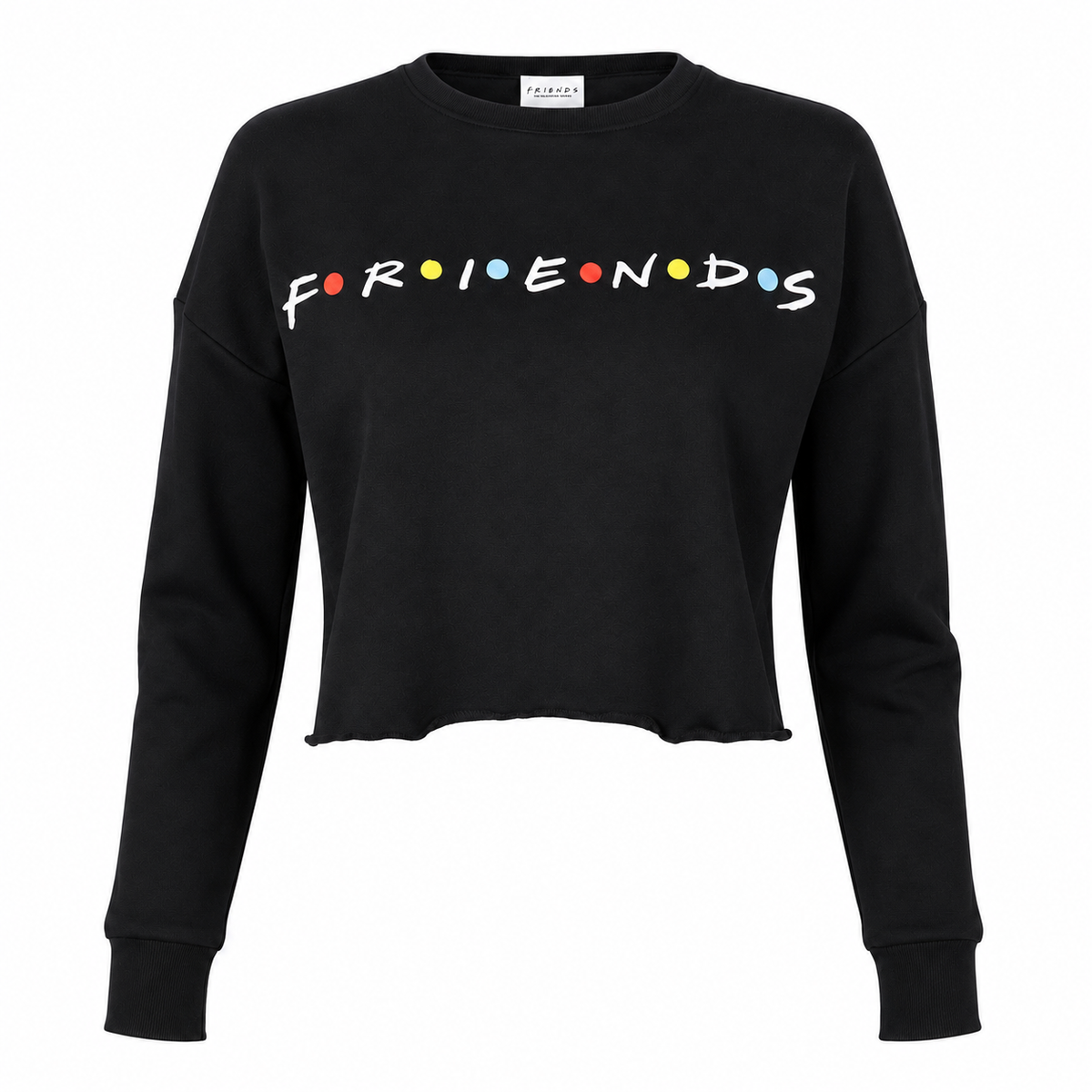 Friends Text Logo Girls Cropped Sweatshirt Black