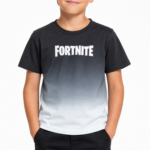 Fortnite Boys T-Shirt Dip Dye Charcoal Grey