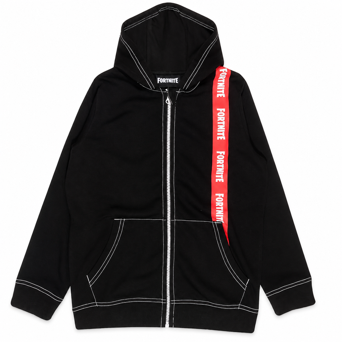 Fortnite Text Logo Boys Zipped Hoodie Red/Black
