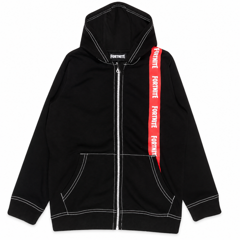 Fortnite Text Logo Boys Zipped Hoodie Red/Black