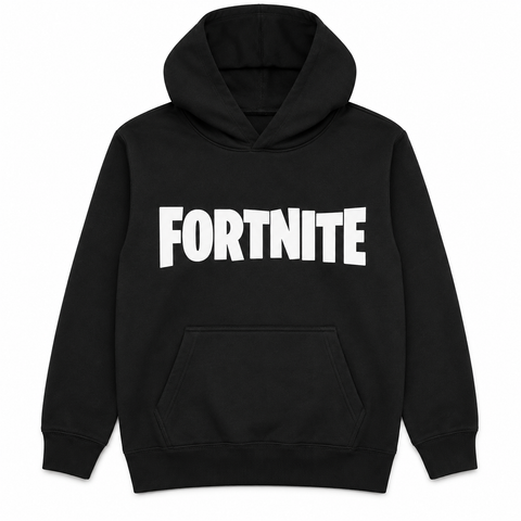 Fortnite Text Logo Boys Pullover Hoodie Black