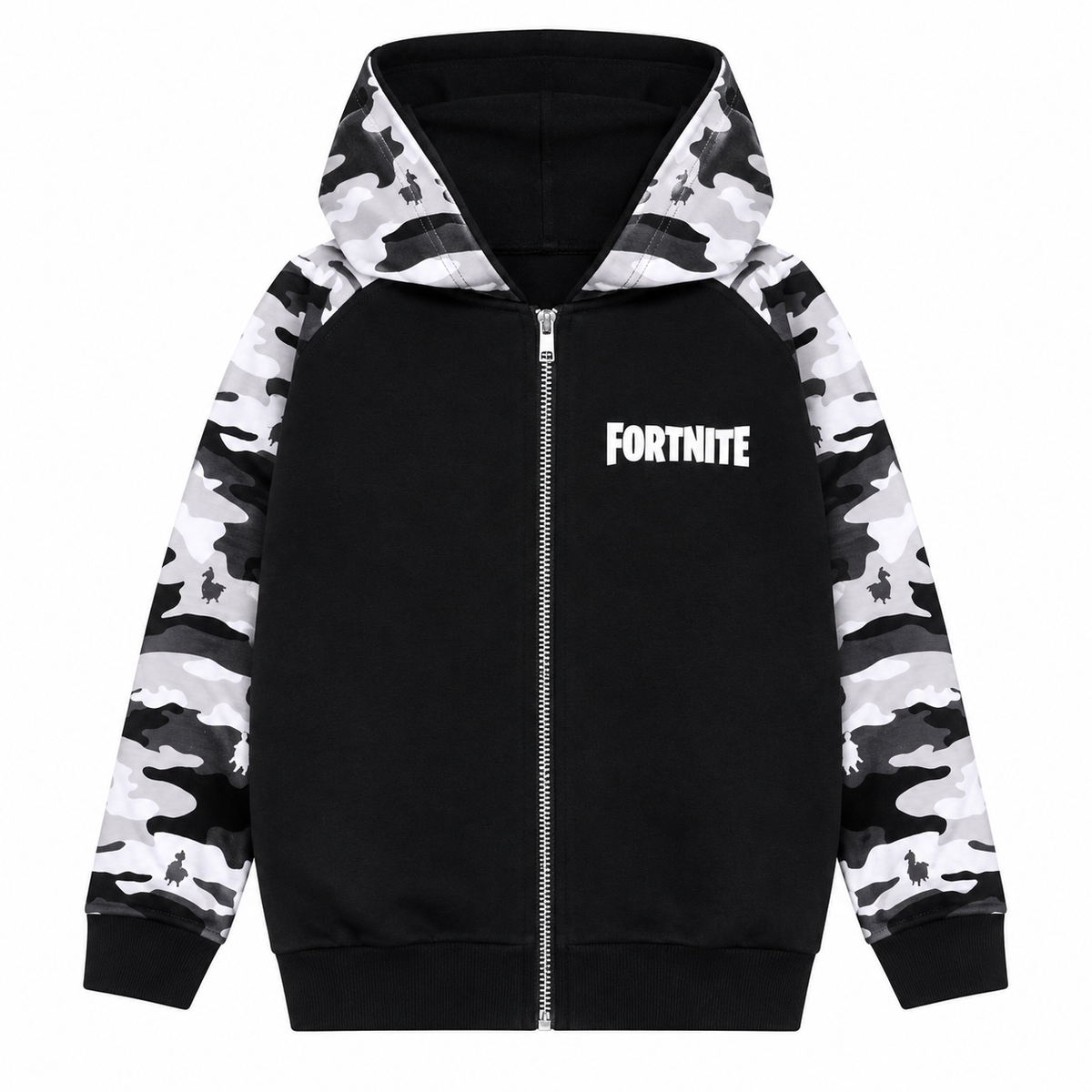 Fortnite Boys Zipped Black Camo Hoodie
