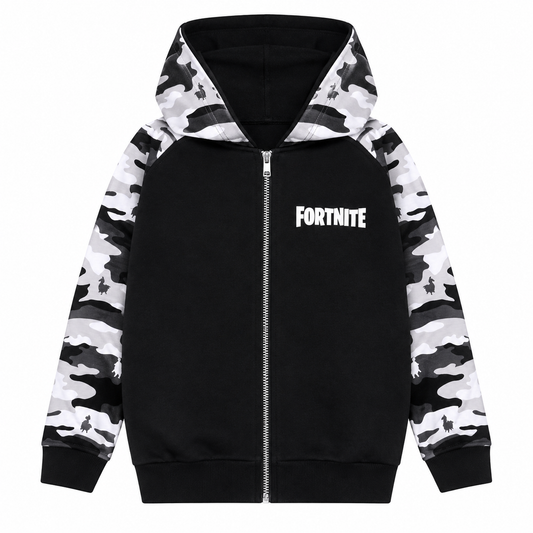 Fortnite Boys Zipped Black Camo Hoodie