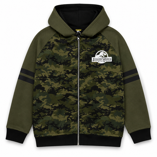 Jurassic World Boys Zipped Hoodie Green/Black