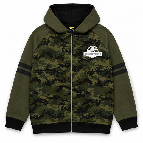 Jurassic World Boys Zipped Hoodie Green/Black
