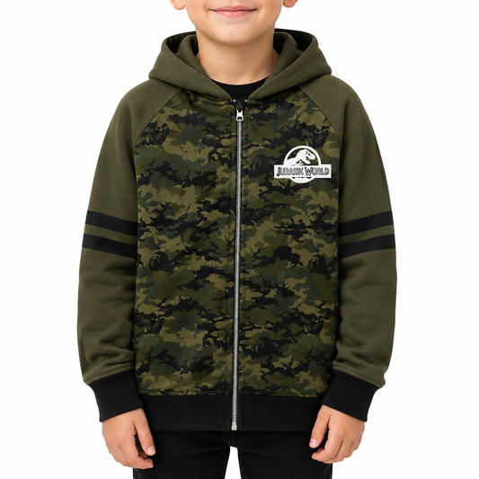Jurassic World Boys Zipped Hoodie Green/Black