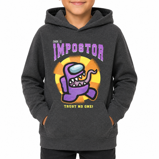 Among Us Imposter Boys Pullover Hoodie Charcoal