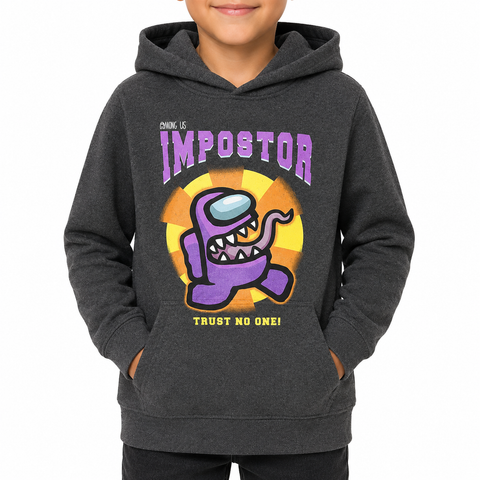 Among Us Imposter Boys Pullover Hoodie Charcoal