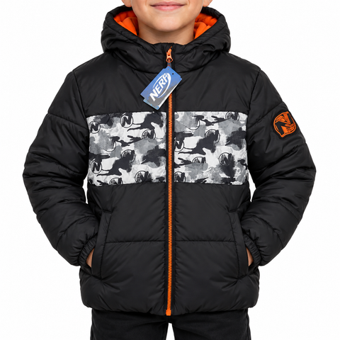 Nerf Logo Boys Puffa Jacket Black