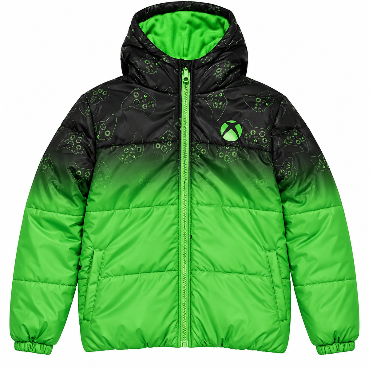 X-Box Controller Boys Puffa Jacket Green/Black