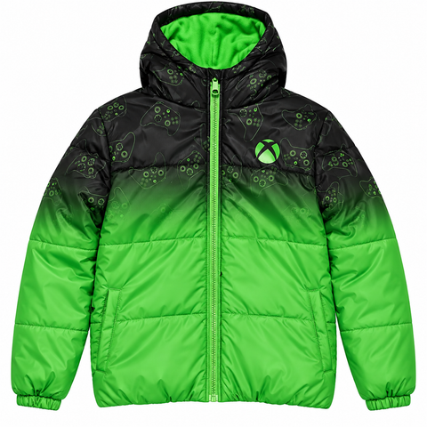 X-Box Controller Boys Puffa Jacket Green/Black