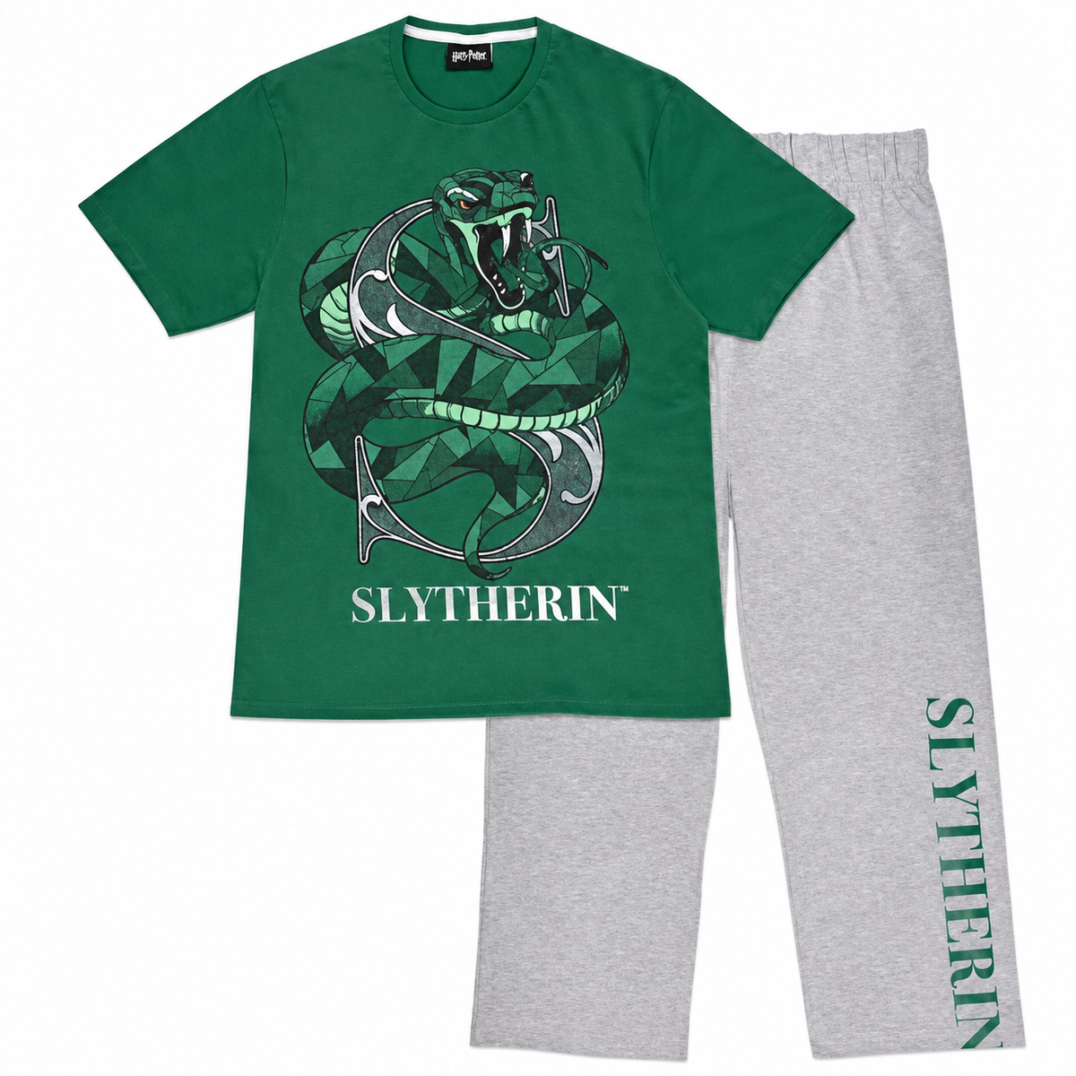 Harry Potter Slytherin Kids Long Pyjamas Set Green Heather Grey