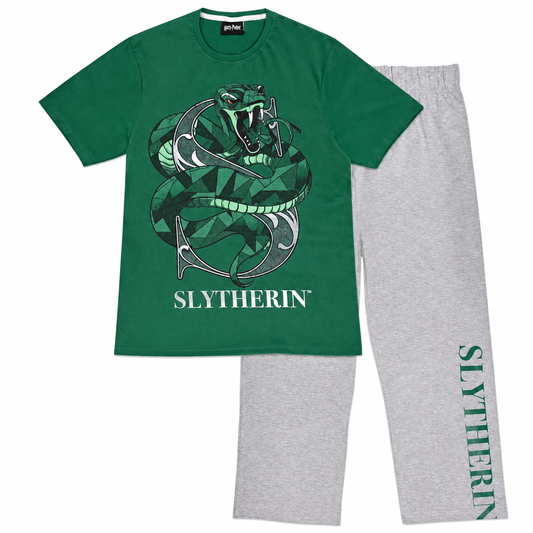 Harry Potter Slytherin Kids Long Pyjamas Set Green Heather Grey