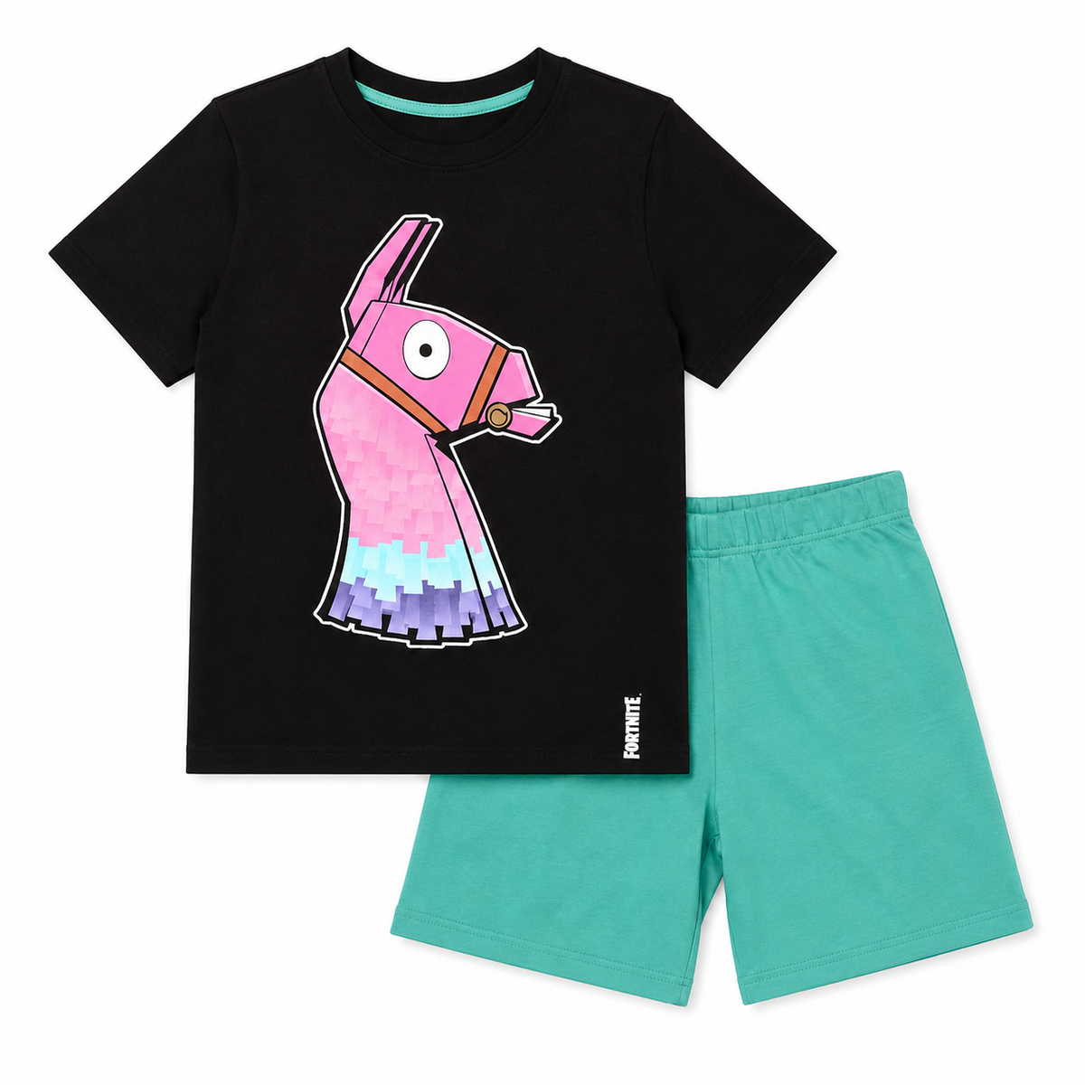 Fortnite Glow in the Dark Kids Short Pyjamas Set Black/Teal