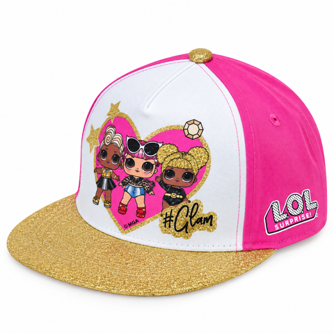 L.O.L. Surprise! Glam Girls Baseball Cap Pink White Gold Glitter One Size Kids
