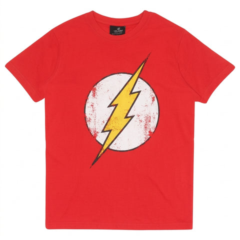 DC Comics The Flash Distressed Logo Boys T-Shirt Red