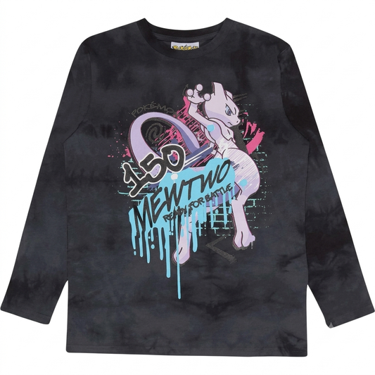 Pokemon Boys Long Sleeve Mew Two T-Shirt Charcoal