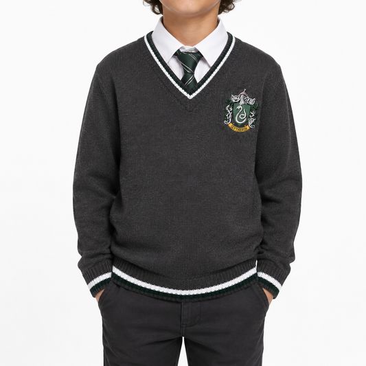 Harry Potter Slytherin Boys Knitted Jumper Charcoal