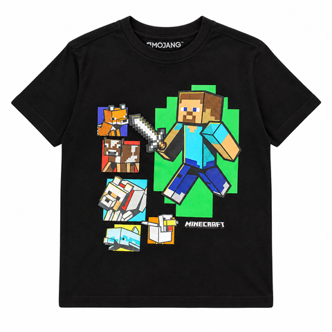 Minecraft Like A Bossss Boys T-Shirt  Black