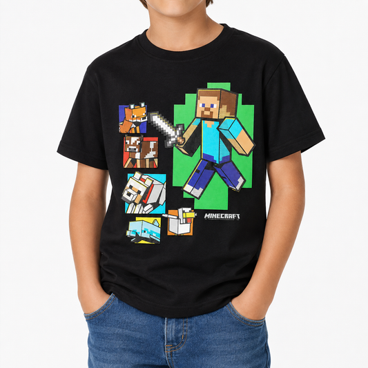 Minecraft Like A Bossss Boys T-Shirt  Black