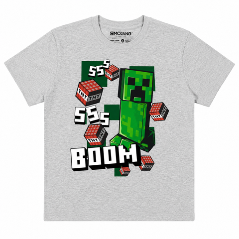 Minecraft Like A Bossss Boys T-Shirt Heather Grey