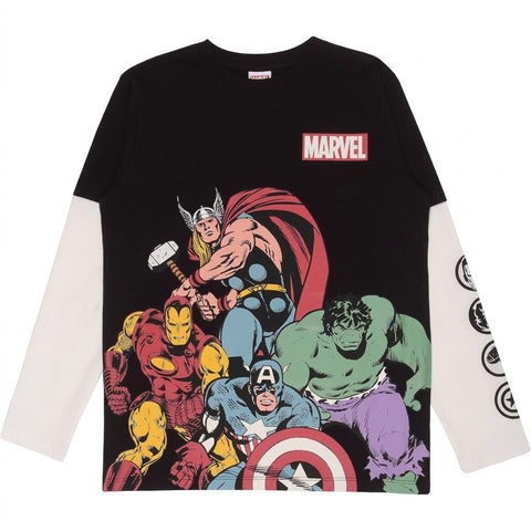 Marvel Comics Avengers Boys Long Sleeve T-Shirt Black
