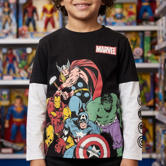 Marvel Comics Avengers Boys Long Sleeve T-Shirt Black