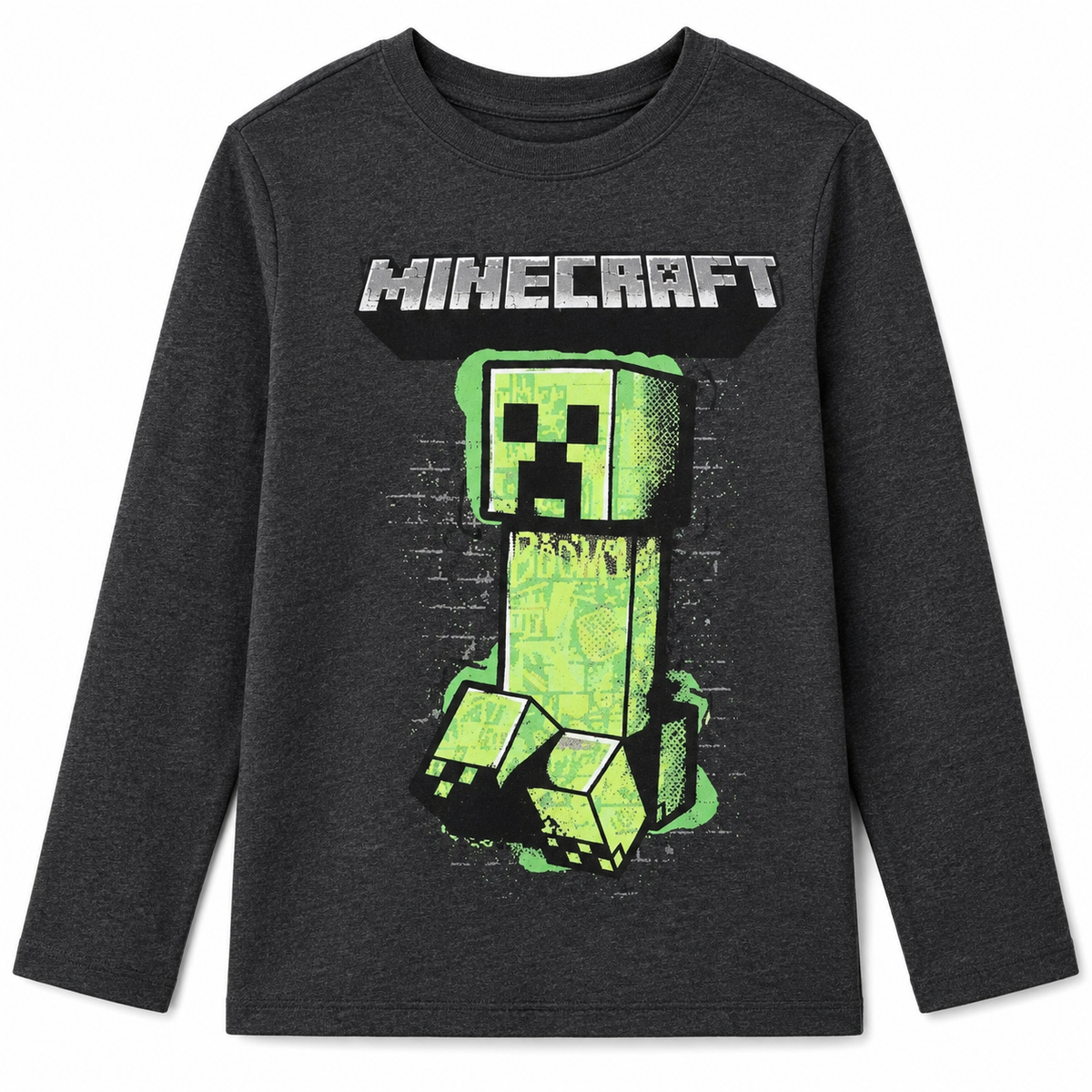 Minecraft Boys Long Sleeve T-Shirt Charcoal Heather