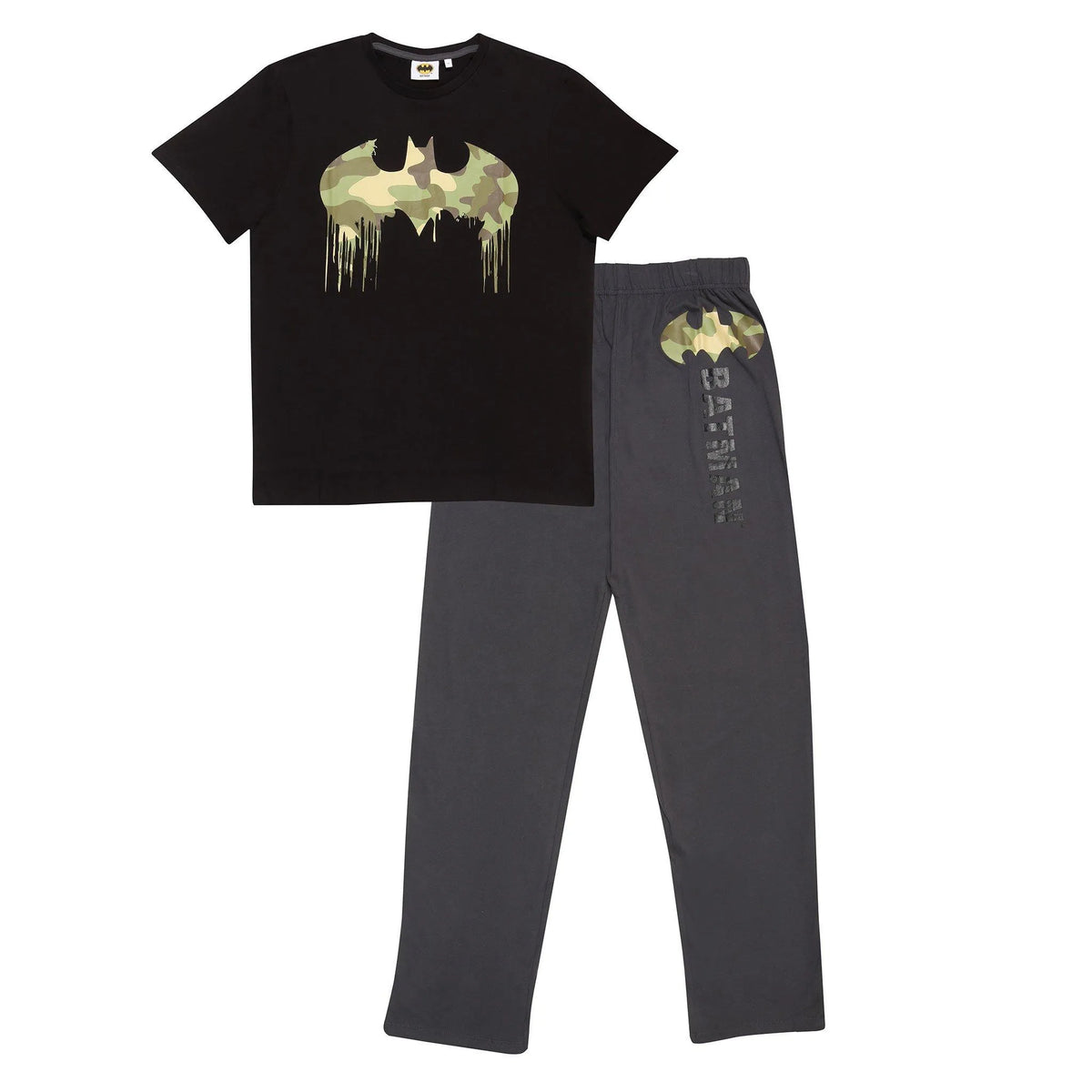 DC Comics Boys Batman Camo Drip Logo Kids Long Pyjamas Set