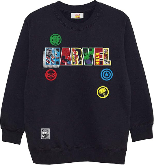 Marvel Comics Superhero Icons Boys Crewneck Sweatshirt Black