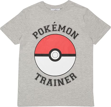 Pokemon Trainer Poke Ball Boys T-Shirt Heather Grey