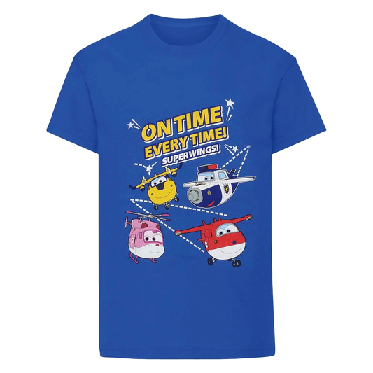 Super Wings On time every time boys T-Shirt Royal Blue